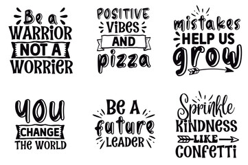 Fototapeta premium Simple Positivity Quotes, Inscriptions Set Vector Illustration for Label, Printing Press, Bookmark