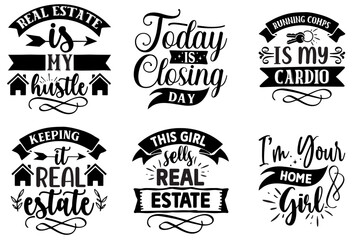 Fototapeta premium Minimal Realtor Quotes, Labels And Badges Bundle Vector Illustration for Packaging, Announcement, Magazine