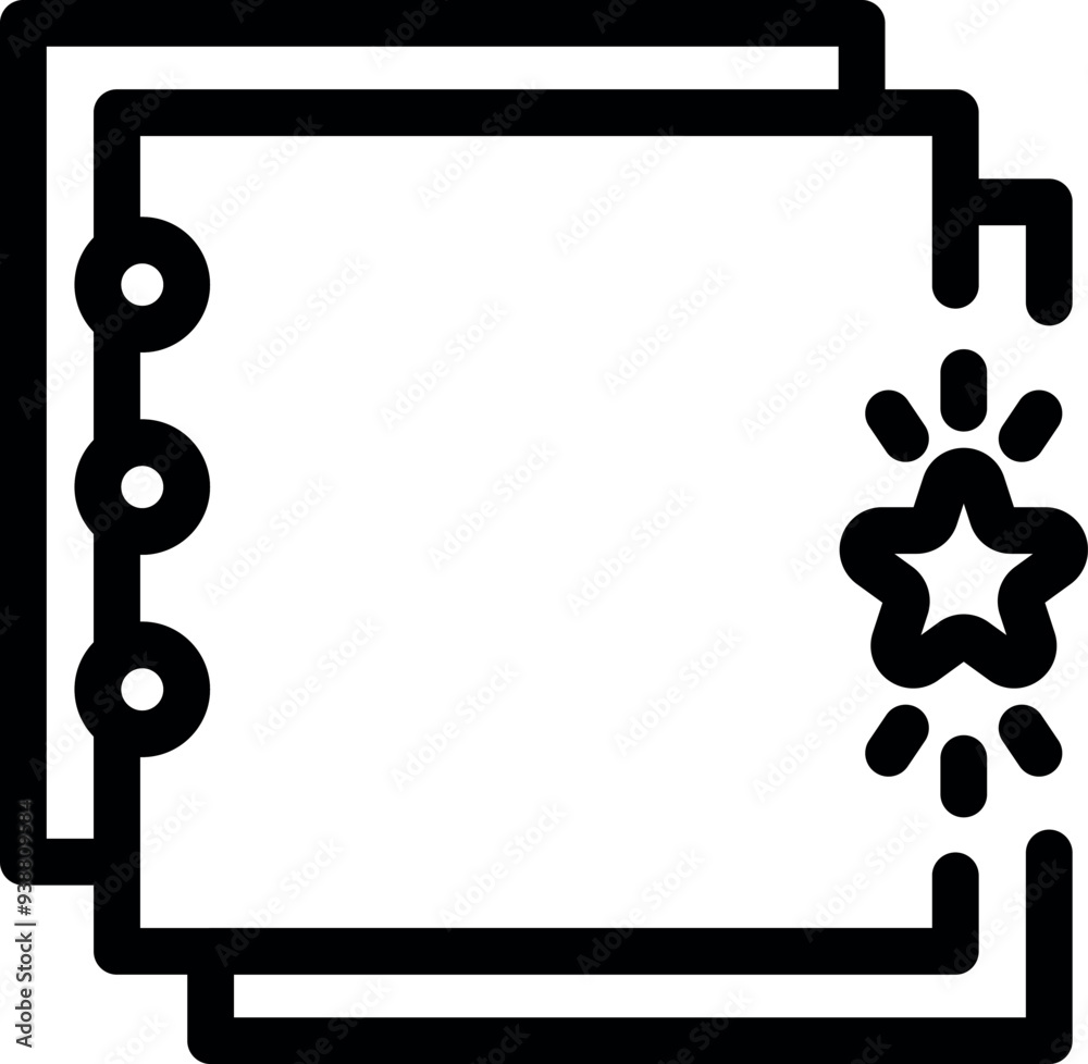 Poster notepad with star shining representing highlighted notes for important information, concept for note