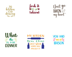 Fototapeta premium Vibrant Kitchen Quotes, Trendy Retro Style Illustration Set Vector Illustration for Printing Press, Packaging, Gift Card