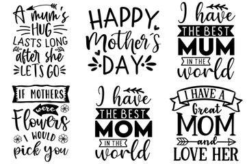 Fototapeta premium Elegant Funny Mom Inscriptions, Typographic Emblems Bundle Vector Illustration for Label, Vouchers, Newsletter