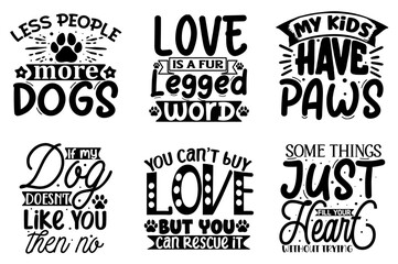 Minimalist Dog Mom Inscriptions, Calligraphic Lettering Set Vector Illustration for Printable, Presentation, Infographic