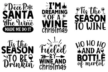 Vibrant Christmas Wine Labels And Badges, Calligraphy Collection Vector Illustration for Vouchers, Social Media Post, Gift Card