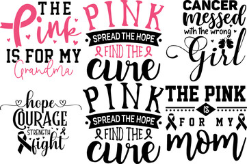 Fototapeta premium Vibrant Breast Cancer Awareness Inscriptions, Phrases Pack Vector Illustration for Stationery, Banner, Motion Graphics