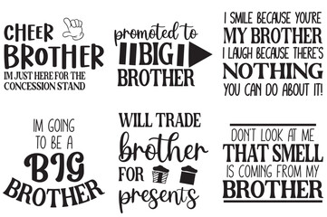 Simple Brother Lover Phrases, Calligraphic Lettering Pack Vector Illustration for Packaging, Infographic, Vouchers