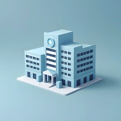 Minimalist 3D Render of a Hospital Building
