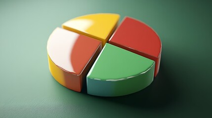 Fototapeta premium Colorful pie chart model representing data visualization concepts, ideal for business presentations and educational materials.