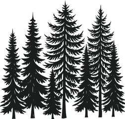 Obraz premium Pine trees silhouette vector