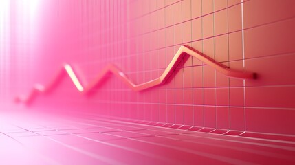 A dynamic trend line graph representing growth and fluctuating data against a vibrant pink background.