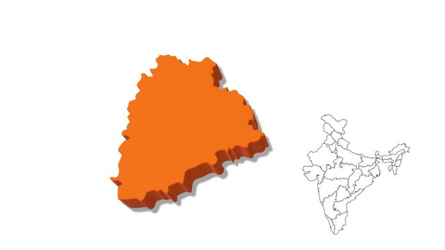 India Map Showing Telangana State in Detail