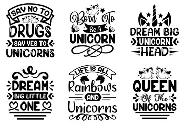 Modern Unicorn Labels And Badges, Inscriptions Bundle Vector Illustration for Printable, Social Media Post, Gift Card