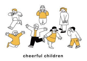 元気のいい子供達のイラストセット