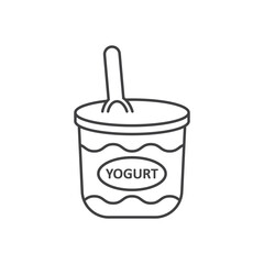 Yogurt container with a spoon icon in flat style. Dairy product background vector illustration on isolated background. Healthy food sign business concept.