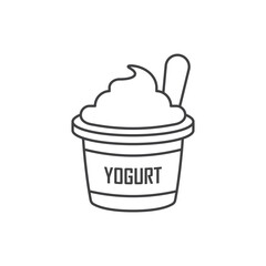 Yogurt container with a spoon icon in flat style. Dairy product background vector illustration on isolated background. Healthy food sign business concept.