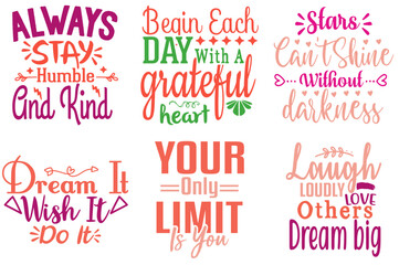 Simple Motivational Typographic Emblems, Calligraphy Set Vector Illustration for Newsletter, Announcement, Brochure