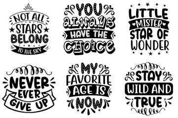 Classic Motivational Calligraphy, Hand Lettering Pack Vector Illustration for Book Cover, Holiday Cards, Brochure