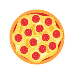 Pizza icon in flat style. Pepperoni food vector illustration on isolated background. Pizzeria sign business concept.