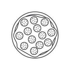 Pizza icon in flat style. Pepperoni food vector illustration on isolated background. Pizzeria sign business concept.