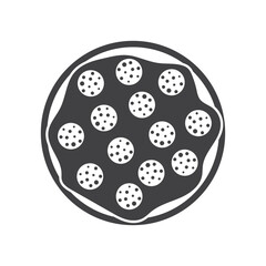 Pizza icon in flat style. Pepperoni food vector illustration on isolated background. Pizzeria sign business concept.