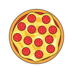 Pizza icon in flat style. Pepperoni food vector illustration on isolated background. Pizzeria sign business concept.