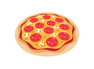 3D pizza icon in flat style. Pepperoni food vector illustration on isolated background. Pizzeria sign business concept.