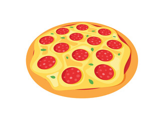 3D pizza icon in flat style. Pepperoni food vector illustration on isolated background. Pizzeria sign business concept.