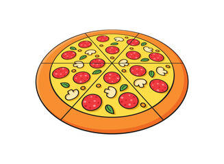 3D pizza icon in flat style. Pepperoni food vector illustration on isolated background. Pizzeria sign business concept.
