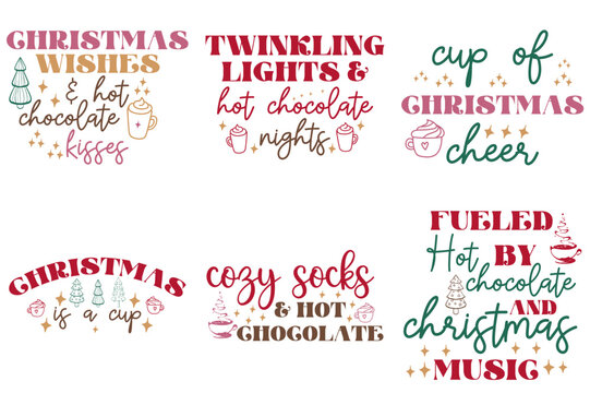 Simple Funny Christmas Quotes, Typography Pack Vector Illustration for Printing Press, Icon, Packaging