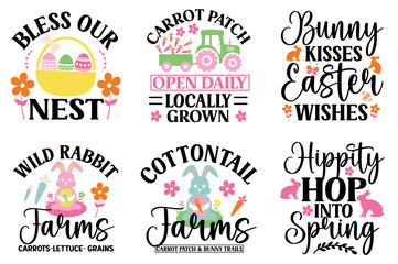 Fototapeta premium Decorative Easter Labels And Badges, Inscriptions Set Vector Illustration for Vouchers, Mug Design, Packaging