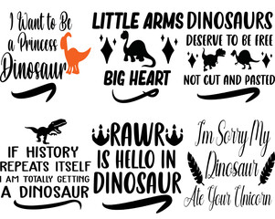 Colourful Dinosaur Typography, Quotes Collection Vector Illustration for Motion Graphics, Advertisement, Printable