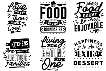 Decorative Cooking Trendy Retro Style Illustration, Typography Pack Vector Illustration for T-Shirt Design, Advertising, Logo