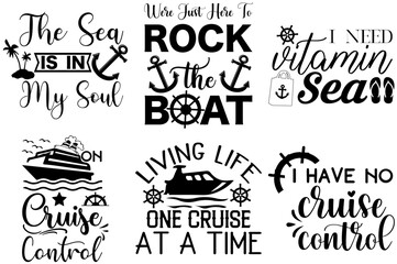 Minimal Cruise Invitation, Quotes Bundle Vector Illustration for Announcement, Printing Press, Icon