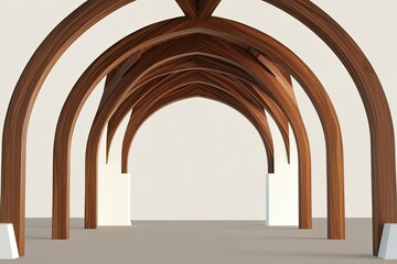 Fototapeta premium Stunning 3D Wooden Arch Structure with Pristine Background Illustration
