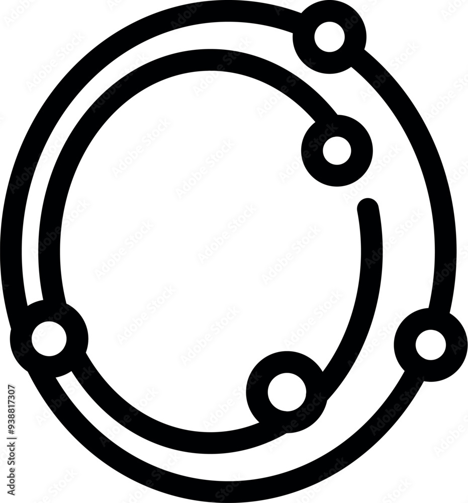 Poster simple icon of a circular network with interconnected nodes, representing the concept of connectivit