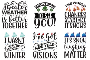 Modern Winter Typography, Labels And Badges Pack Vector Illustration for T-Shirt Design, Flyer, Motion Graphics