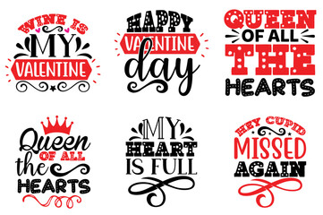Simple Valentines Day Calligraphy, Inscriptions Collection Vector Illustration for Advertisement, Magazine, Packaging