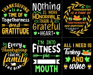 Decorative Thanksgiving Hand Lettering, Invitation Collection Vector Illustration for Holiday Cards, Vouchers, Flyer