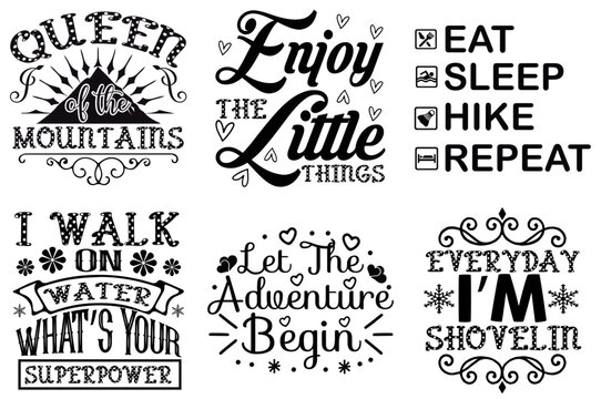 Minimal Motivational Inspirational Invitation, Hand Lettering Set Vector Illustration for Printable, Packaging, Decal