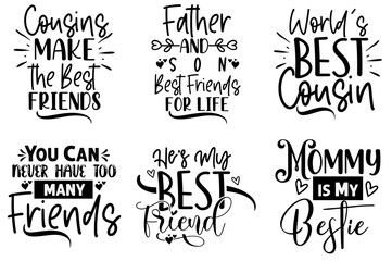 Creative Friendship Inscriptions, Phrases Collection Vector Illustration for Stationery, Greeting Card, Advertisement