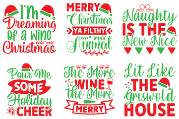 Modern Funny Christmas Inscriptions, Trendy Retro Style Illustration Collection Vector Illustration for Packaging, Infographic, Brochure