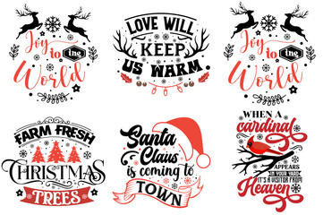 Fototapeta premium Modern Christmas Calligraphy, Typography Bundle Vector Illustration for Mug Design, Infographic, Book Cover