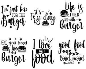 Modern Burger Hand Lettering, Invitation Bundle Vector Illustration for Motion Graphics, Book Cover, Infographic