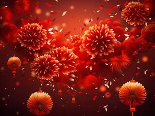 Obraz premium Gorgious Celebrate Chinese New Year Vibrant Red Backdrop with Ample Space for Text