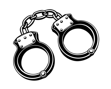 black and white handcuffs on white background clip art preview