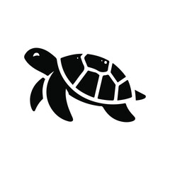 Turtle black silhouette vector with white background.