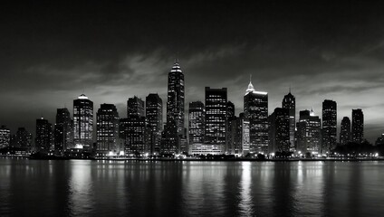 Fototapeta premium beautiful urban building landscape photo with black and white theme made by AI generative