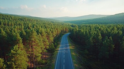 A road with trees on both sides and a clear blue sky