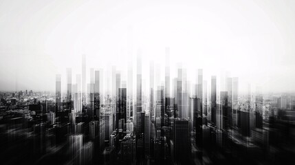 abstract city skyline in black and white