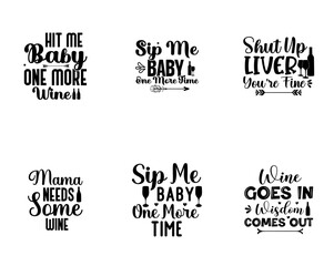 Vibrant Wine Calligraphic Lettering, Invitation Collection Vector Illustration for Flyer, Label, Infographic