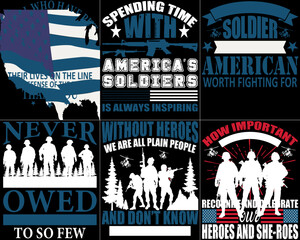 Decorative Veterans Calligraphy, Quotes Set Vector Illustration for Bookmark, Announcement, Vouchers